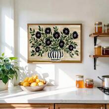 1 Peça Pôster em Tela Botânico Floral Rústico Noric com Moldura/Sem Moldura, Arte Floral Escandinava Folk Art Cottagecore, Impressão de Arte de Parede Decoração Fazenda Minimalista Pintura Vintage para Corredor, Sala de Estar, Quarto, Decoração de Casa Moderna - A - Visão 5