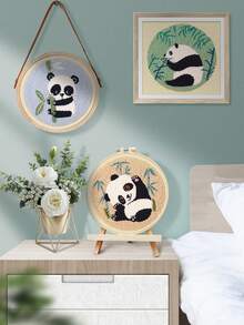 1pc Panda Punch Needle Embroidery Kit, Suitable For Adult Beginners, Includes Punch Needle, Fabric, Embroidery Hoop, Yarn And Sewing Needle, Home Decor Handmade DIY Kit, Perfect For Holiday Gifts - Multiple Styles - View 9