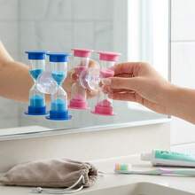 3pcs Set (2pcs Timer + 1pc Bag), Toothbrush , Kitchen 2-Minute Visual Toothbrush Timer, Clock Timer 2-Minute, Plastic Mini Timer, Rotatable Timer, Suitable For Brushing Teeth, Cooking, Games, Classroom, Toilet Training, Gift - Ornaments - View 5