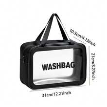 1 Or 3pcs S/M/Purple/Black/White/Blue PVC Makeup Bag, Transparent Large Capacity Bath Bag, PU Waterproof Portable Toiletry Bag, Travel Makeup Bag, Portable Makeup Bag, Women's Toiletry Bag, Waterproof Makeup Bag, Wash Bag, Multi-Functional Travel Storage Bag - Pink - View 23