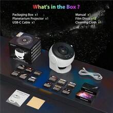 裝飾性銀河太空投影燈，USB供電磨砂塑料星空夜燈，12合1星空與天文館投影儀，現代太空主題夜燈附極光效果，適合臥室，適用青少年與成人 - 1個 - 查看 10