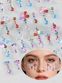 10/4/1 Sheets Sequin Heart Star Stickers Self-Adhesive Rhinestone Diamond Shape Design For Makeup And Clothing, Multi-Color Diamond Face Gems For Valentine's Day, Festivals, Parties And Events - Multicolor - View 5