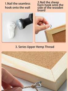 Thickened Soft Cork Board Oak Color Hanging Bulletin Board, Hemp Rope Multi-Functional Memo Photo Display Board, Suitable For Office, Home, Dorm, Durable And Non-Deforming, Back To School Season - Multiple Styles - View 4