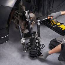 Kit de Compresor del Resorte de Amortiguador 1,2 T Carrera 280 mm Tensor de Resorte de Acero 1 Par con Caja de Herramientas y Soporte de para Desmontar Resortes de Suspensión de Coches - A - Ver 1