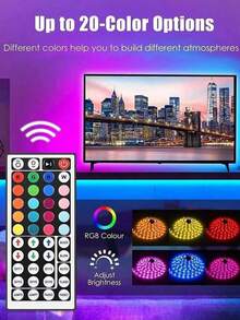 3FT-100FT 智能 RGB LED 燈條,居家裝飾派對裝飾 LED 燈條,DIY 柔性 RGB 燈條,配備 44 鍵遙控器,5V USB 供電 LED 燈條,適用於電視背光照明、女孩房裝飾、節日裝飾和 DIY 佈置(3.28FT/1M 尺寸較短,請根據您的實際需求選擇購買,內置背膠無法貼在粗糙牆面,請小心黏貼!) - 多色-44鍵 - 查看 4