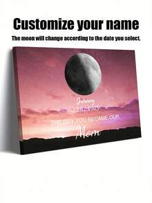 Custom Moon Phase Canvas Wall Art | Personalized Name & Date Starry Sky Map Gift | Unique Commemorative Photo Print, Perfect For Home Decor, Canvas Wall Art, Custom Poster, Poster, Room Decoration Gift. - Multicolor - View 2