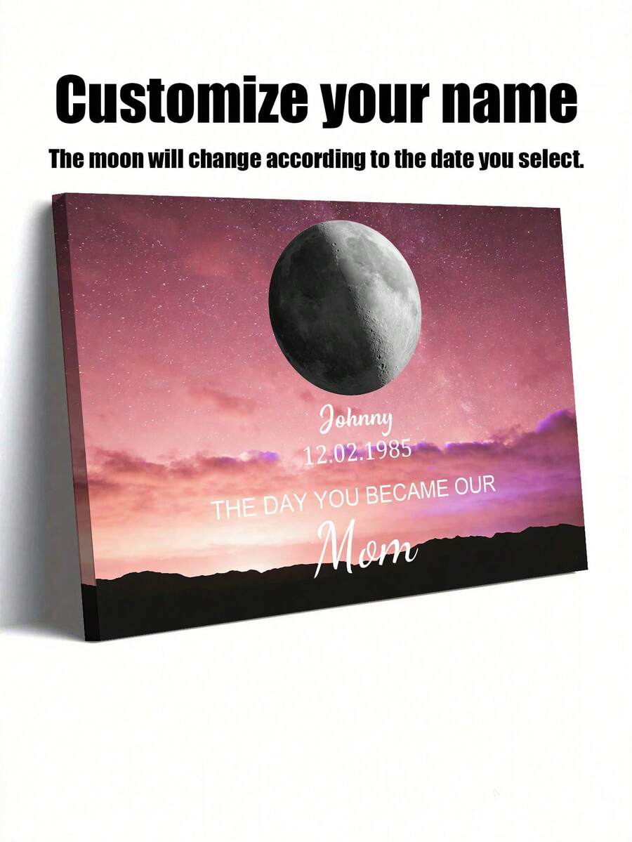 Custom Moon Phase Canvas Wall Art | Personalized Name & Date Starry Sky Map Gift | Unique Commemorative Photo Print, Perfect For Home Decor, Canvas Wall Art, Custom Poster, Poster, Room Decoration Gift.