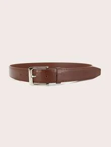 1pc Men's Square Buckle Leather Belt, Versatile Minimalist Commuter Belt, Unisex Jeans Belt - Multicolor - View 10