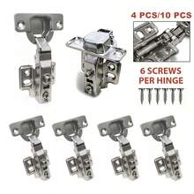 4/10pcs Cabinet Straight Hinge, Wardrobe Soft Close Hinge, Cold Rolled Steel Cabinet Door Hinge, Straight Arm Soft Close Hinge - Multi-color - View 1