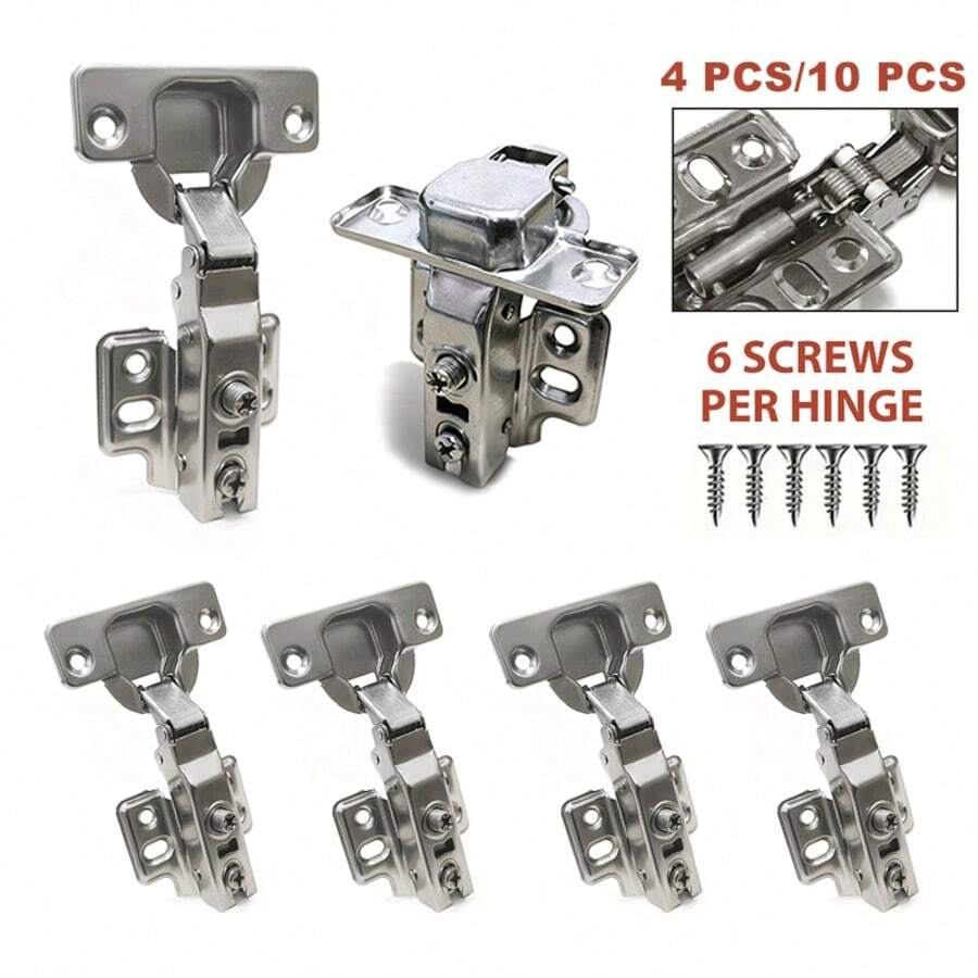 4/10pcs Cabinet Straight Hinge, Wardrobe Soft Close Hinge, Cold Rolled Steel Cabinet Door Hinge, Straight Arm Soft Close Hinge - Multi-color - View 1