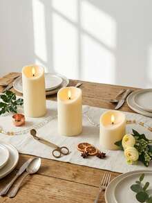 3pcs Set Flickering Flameless Candles With Timer Remote Control, Battery Operated, Suitable For Christmas, Halloween, Valentine's Day, Mother's Day, Dining Table, Wedding, Party, Gift, Holiday Atmosphere Decoration Light - Warm Light - View 4