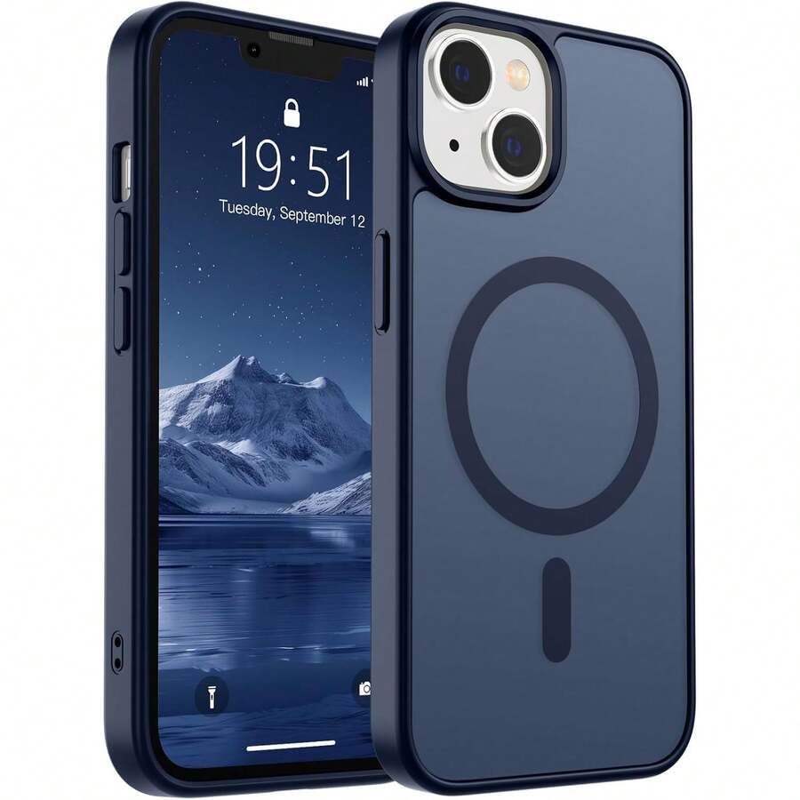 半透明磨砂磁吸手機殼,適用於 iPhone 13 14 15,防摔防刮硬殼,適用於 iPhone 16 Pro Max 17 Pro Max 16e 17e 12 11 - 藍色 - 查看 1