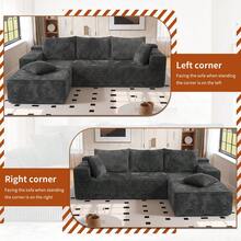 VerdeCore 106" Modular L-Shape Chaise Lounge Sofa Premium Corduroy Cloud Velvet No Assembly Required Convertible Loveseat Sofa Bed Deep Seat Comfort Living Room Bedroom Apartment Hotel[2 Package Shipping] - 淺灰色 - 查看 10