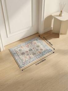 1pc Light Blue Vintage Living Room Rug, Suitable For Kitchen, Dining Room, Bedroom, Room Holiday Decoration, Indoor/Outdoor, Office, Lobby, Anti-Slip Doormat, Bathroom Rug, Hallway, Study Gaming Area Rug - Baby Blue - View 17