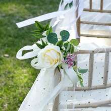 4/8pcs Artificial Chair Back Flowers, Suitable For Wedding Venue Decoration, Artificial Flower Bouquet, Outdoor Banquet Decoration - Multicolor - View 5