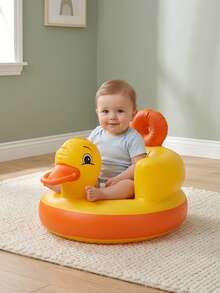 1pc Yellow Duck Theme Foldable Inflatable Baby Sofa, Baby Sitting Support Chair, Anti-Fall Seat, Floor Cushion For Sitting Posture Training - Multicolor - View 1