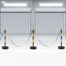 6 Pack Traffic Cones Adjustable Delineator Post With Fillable Base Portable Parking Pole With Chains For Parking Lot Construction Lot - Yellow - View 9