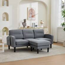 Corner Sofa L-Shape 3-Seater With Chaise Longue, Small Corner Sofa From - 灰色的 - 查看 3
