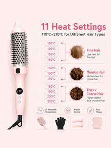 GENAI Hot Air Straightening Brush For Thick, Unruly Hair – 3-In-1 Styler For Straightening And Curling Hair, Heated Round Comb Attachment, Fast Heating Ceramic Technology, 3 Colors - EU C Type Plug(220-240V) - View 4