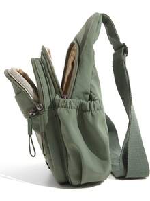 Unisex Minimalist Nylon Chest Bag With Water Bottle Pocket, Multiple Zipper Pockets, Adjustable Shoulder Strap Crossbody Waist Bag, Anti-Theft, Sling - Multicolor - View 8