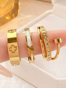 Anillo de acero inoxidable con patrón clásico de moda, estilo versátil - Estilo 1 - Ver 10