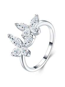 Moissanite Ring For Women, 925 Sterling Silver Plated With 18K Gold, Luxury Niche Design, Valentine's Day Birthday Gift For Girlfriend, Wife, Mom, Gift Box Packaging With Certificate - Silver - View 11