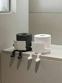Creative Human-Shaped Toilet Paper Holder, Unique Newspaper Reading Toilet Paper Holder - Fun Sitting Design, ABS Plastic, Suitable For Bathroom, Bedroom And Living Room Storage Decoration, Gift For Friends/Family/Hostess, Toilet Paper Roll Holder, Tissue Box - Multicolor - View 6