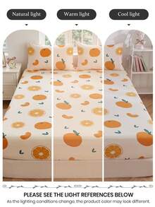 1pc Fruit Print Bed Sheet, Mattress Protector, Mattress Cover, Summer, Comfortable Breathable Wrinkle-Resistant, Machine Washable, Single/Double/Queen/King Size, Dorm Bedding, All Season & Summer, Pillow And Pillowcase Not Included, Room Decor, Back To School - Multicolor - View 9