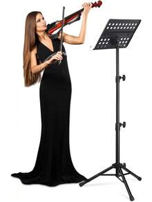 Vekkia Sheet Music Stand-Metal Professional Portable Perforated Music Stand With Carrying Bag,Folding Adjustable Music Holder,Sturdy Suitable For Instrumental Performance & Band & Travel - 32-70inch - View 6
