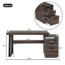 Modern Desk 135x54cm, MDF Tabletop, Metal Legs - 棕色 - 查看 3