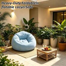 Comfortable Flocked Inflatable Bean Bag Sofa, Waterproof Leak-Proof Inflatable Lounge Chair, Lightweight Foldable Portable Inflatable Seat, Multiple Colors Available, Suitable For Home Relaxation, Outdoor Camping, Beach Party, Balcony Leisure And Office Nap - Multicolor - View 21