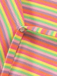 CHUU Rainbow Striped Jacket Women's Summer Youthful Chic Loose Versatile Long Sleeve Short Cover-Up - Multicolor - View 8