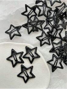 10/20/50pcs Women's Halloween Y2K Star Metal Hair Clips, Daily Use Claw Clips Hair Pins, School Supplies, Women's Hair Accessories, Hair Clips - Regular Model - View 1