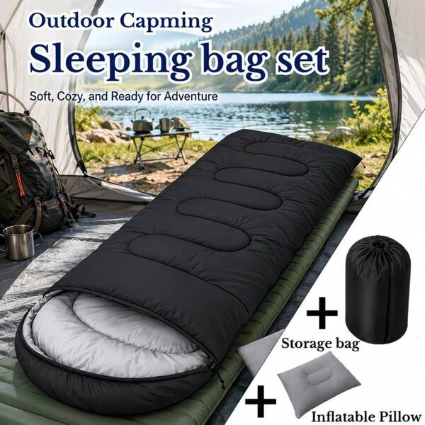 Hooded Sleeping Bag,Available In 2 Colors, 10-Hour Insulation, Suitable For All Seasons, Ultralight Lightweight High Quality Sleeping Bag For Hiking Climbing, Outdoor Camping Accessories & Super Sunday Party Goods