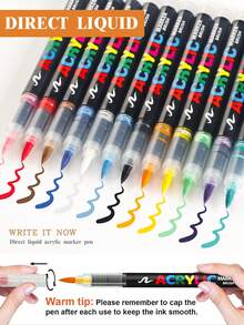 24/36/48/60/72/120/168/240/288/366/418 Colors Acrylic Marker Pen Set, Direct Liquid Soft Tip Painting & Graffiti Pens, Vibrant Colors, Strong Coverage, Perfect For Back To School; Soft & Smooth Tips, Suitable For Painting, Marking, Student Art Learning, Drawing, Craft Making And Office Use - Multicolor - View 7