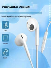 FCV 1Pack Wired Earphones With Type-C Plug, Half-In-Ear Headphones With Microphone And Volume Control Compatible With IPhone/Android/Pixel/ And Other Audio Recording Devices - View 5