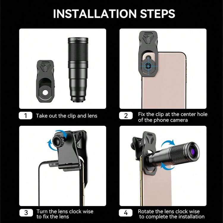 Kit Lensa Ponsel Universal APEXEL 11-in-1: Zoom Telefoto 22X + Sudut Lebar 0,63X & Makro 15X + Fisheye 198° & Filter Kreatif, Kompatibel dengan Semua Smartphone - A - View 6