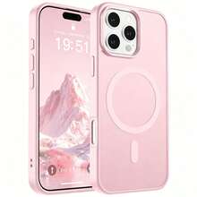 Translucent Matte Magnetic Phone Case Compatible With IPhone 13 14 15, Anti-Drop Anti-Scratch Hard Shell For IPhone 16 Pro Max 17 Pro Max 16e 17e 12 11 - Pink - View 7