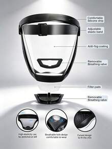 Set de Máscara de Protección Facial Transparente con Hebilla Ajustable - Máscara Facial para Deportes y Montar para Trabajo, Esmerilado, Deshierbe y Protección contra el Corte de Césped - Varios estilos - Ver 10