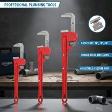 [Free Shipping] 3Pcs 14&18&24-Inch Straight Heavy Duty Pipe Wrench Set Plumber Adjustable Water Alloy Steel Grip Plumber's Wrench Plumbing Tools-XY876509 - 1 - View 1