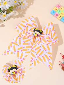 1pc Back To School Pencil Hair Bows,Yellow Apple Letter Scissors Bow Hair Clips,Litter Kids Alligator Clip,Cute Hair Accessories For Kids Gift Daily - Multicolor - View 4