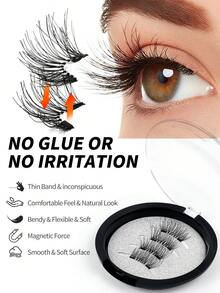 MAANGE 1對磁吸半截假睫毛+磁吸夾，狐狸眼款便攜條狀假睫毛，自然逼真，可重複使用，強磁吸附，無需膠水或卸妝液，女性理想禮物 - 彩色 - 查看 8