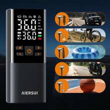 無線充氣幫浦 附 LCD 螢幕，150PSI 快速充氣，USB 充電，內建 LED 燈，自動關機，多種氣嘴適用於汽車、機車、自行車輪胎、運動球類與氣球，便攜式汽車必備，1500mAh 7.4V - A - 查看 5
