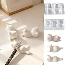 SILIKE LUFEI Cetakan Silikon Ornamen Plaster Gantungan Kunci Kucing Lucu 3D Resin Epoksi DIY 1 buah - Cetakan kucing - View 3