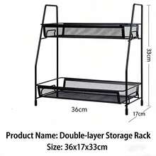 2-Tier Metal Mesh Kitchen Storage Rack Countertop Organizer, 2 Sizes Large Small, Black White Available, Pull Out Drawer Shelf For Spice Utensil Bathroom Vanity Desktop Storage,Metal Shelf For Kitchen Spice & Bathroom Cosmetic Organization - Multicolor - View 7