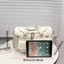 Women's Cute Bear Quilted Travel Bag, Multi-Pocket Handheld Storage Bag, Portable Crossbody Travel Organizer Bag - Multicolor - View 3