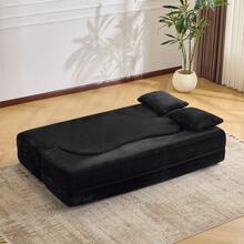 Large Multifunctional Sofa Bed Frame, Black - Black 2 Seat - View 6