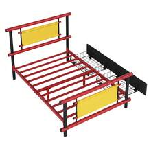 Kids Bed Frame 90x200 With Drawers - Colorful Metal Frame - 紅色 - 查看 7