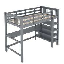 Bed Frame Kids 90x200 With Desk And Shelves, Grey - 灰色 - 查看 7
