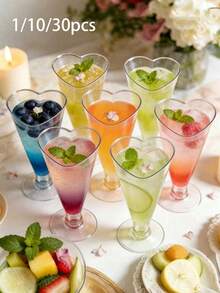 1/10/30 buah Gelas Martini Plastik Elegan 5oz, Dapat Digunakan Kembali, Untuk Pernikahan, Hari Valentine, dan Pesta Lainnya - MultiWarna - View 2